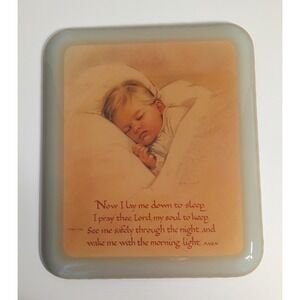 Vtg Resin Plaque - Sleeping Baby -‎ Bedtime Prayer - Alan Grant 1980s - 12"x 10"